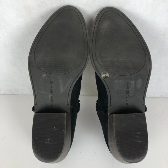 Lucky Brand Women's Size 8.5M Black Leather Back Zip Block Heel Ankle Booties - Picture 8 of 12